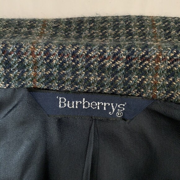 100% Wool Burberrys Jacket Plaid Long Sleeve 2 Button Blazer Sports Coat 46 - Picture 3 of 15